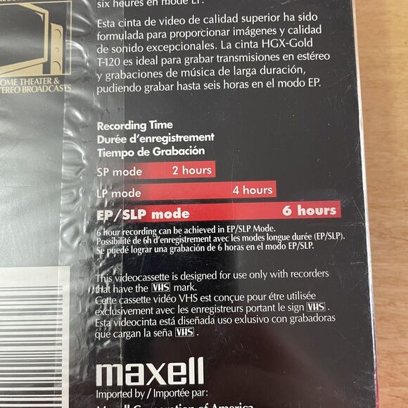 Maxell HGX-Gold T-120 VHS Premium High Grade 6 Hour Recording‎ Videocassette - Picture 5 of 6